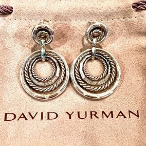 DAVID YURMAN STAX DIAMOND AND STERLING DROP EARRINGS